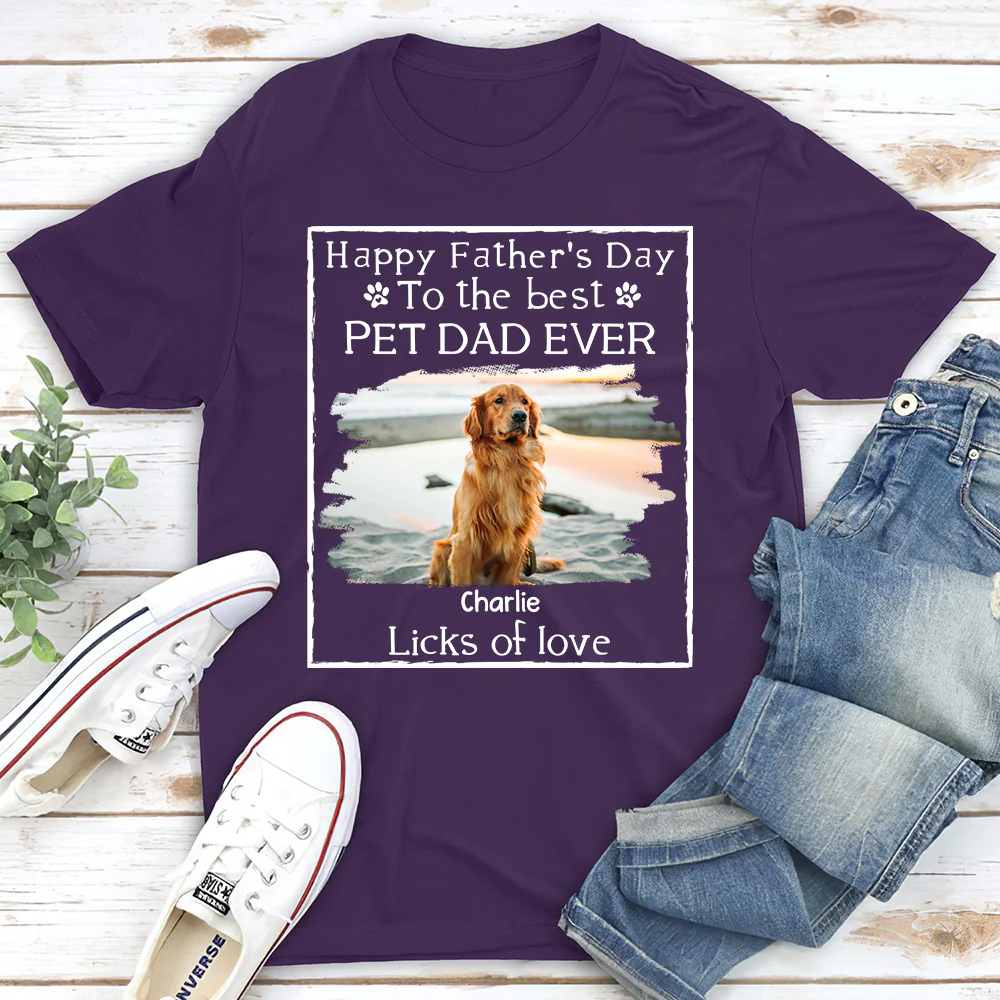 Licks Of Love Pet Photo Ver - Personalized Custom Unisex T-shirt - Image 3