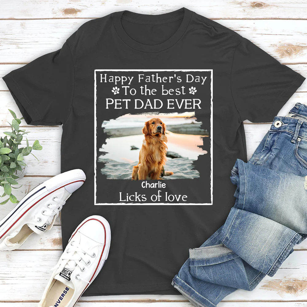 Licks Of Love Pet Photo Ver - Personalized Custom Unisex T-shirt - Image 4