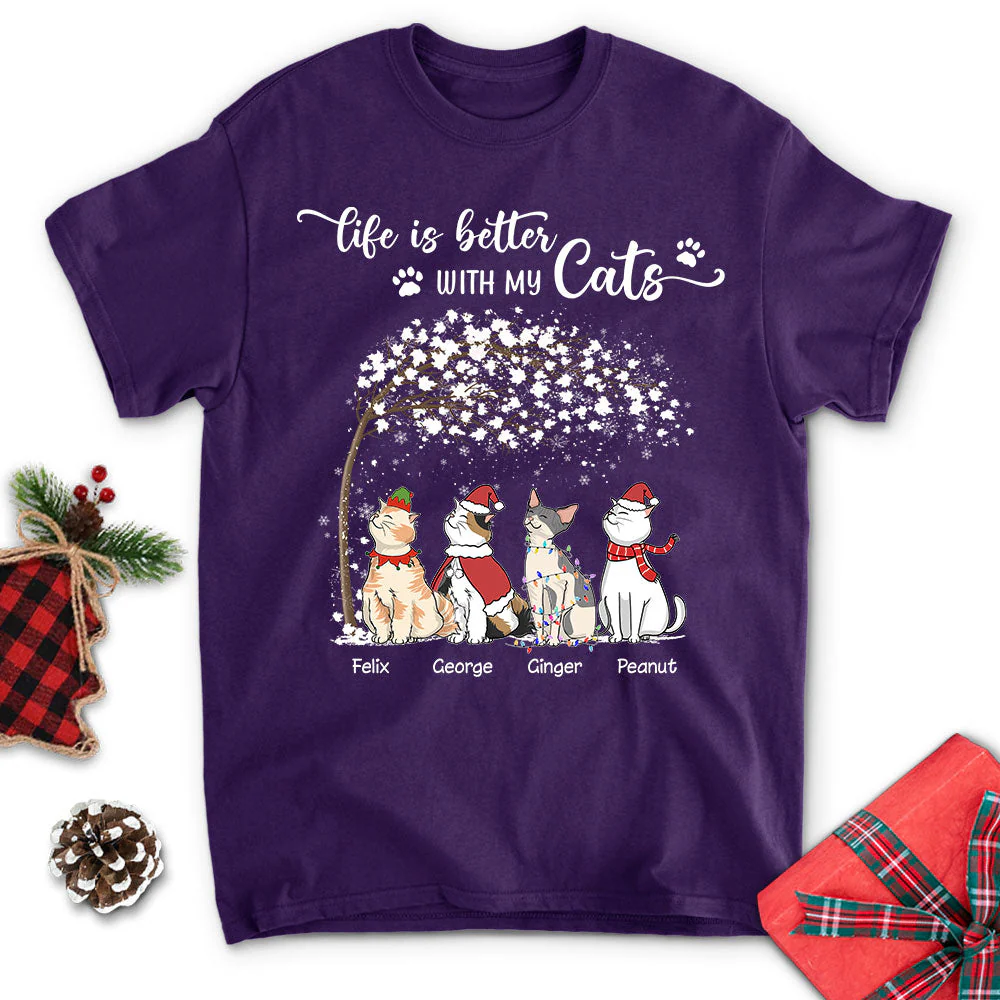 Life Is Better Chilling Cat - Personalized Custom Unisex T-shirt - Image 4