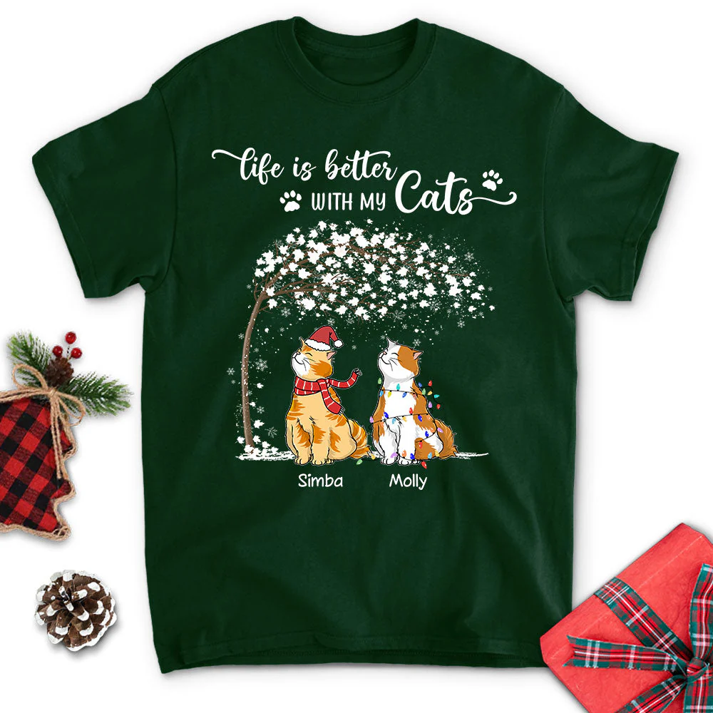 Life Is Better Chilling Cat - Personalized Custom Unisex T-shirt - Image 5