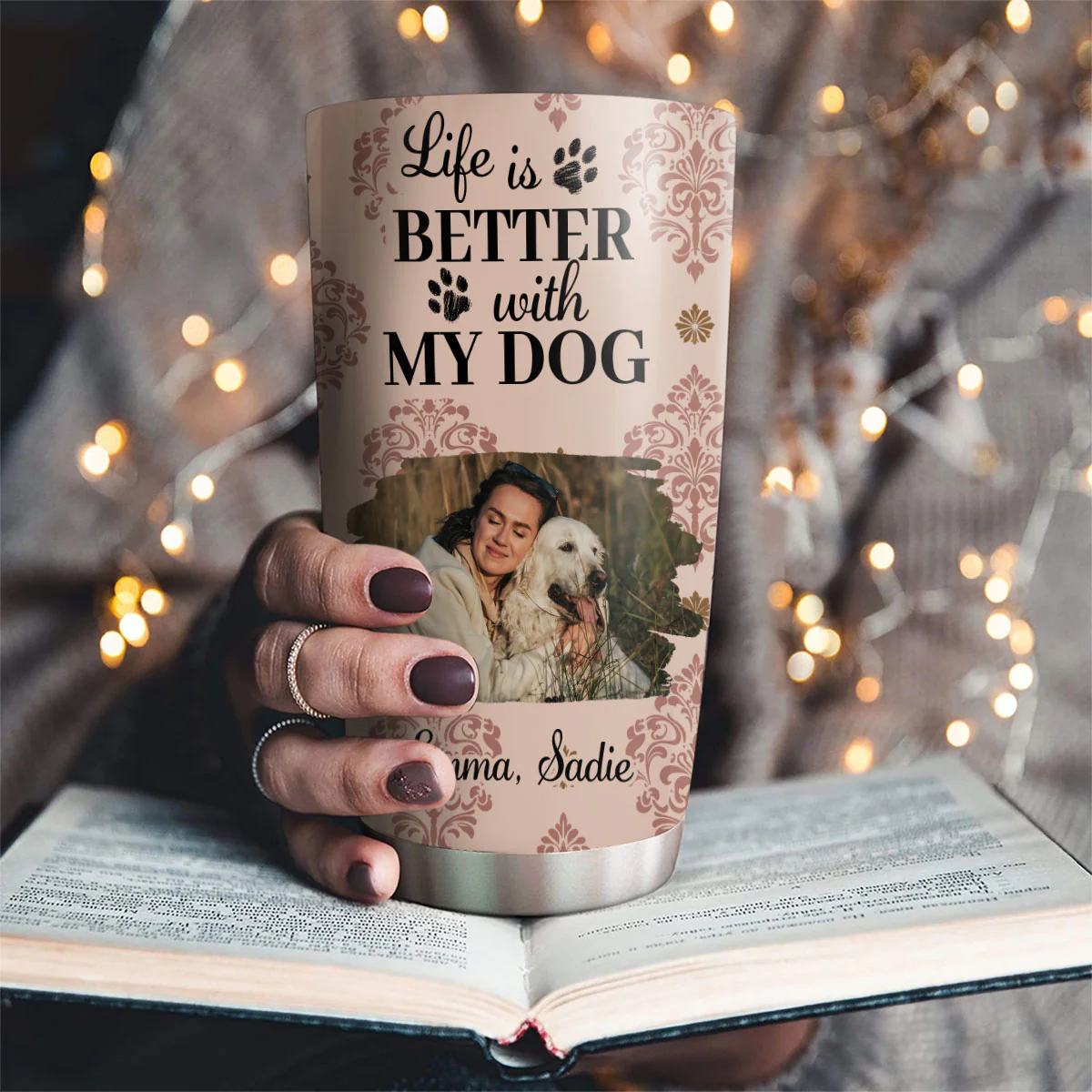 Life Is Better Dog Cartoon Photo - Personalized Custom Tumbler - Image 3