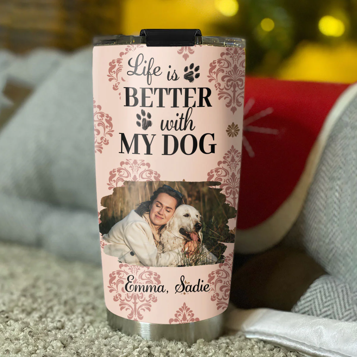 Life Is Better Dog Cartoon Photo - Personalized Custom Tumbler - Image 4