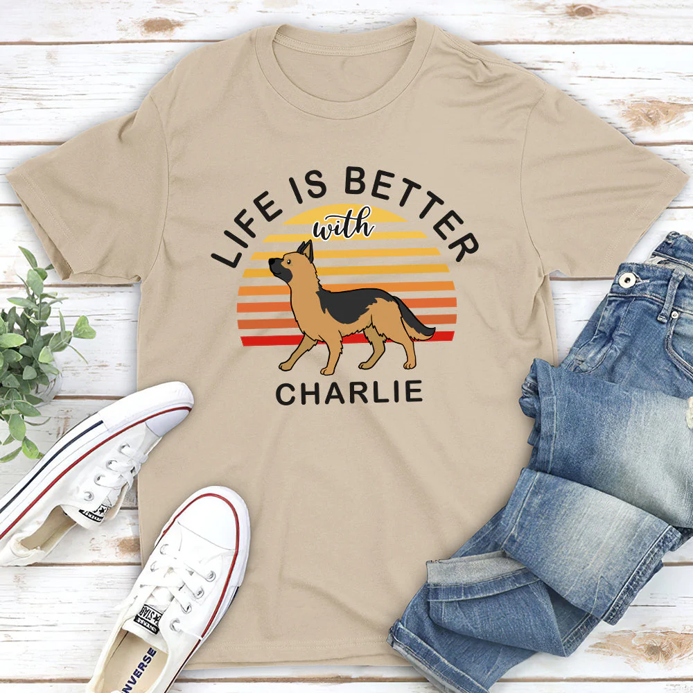 Life Is Better Dog Walking - Personalized Custom Unisex T-shirt - Image 3