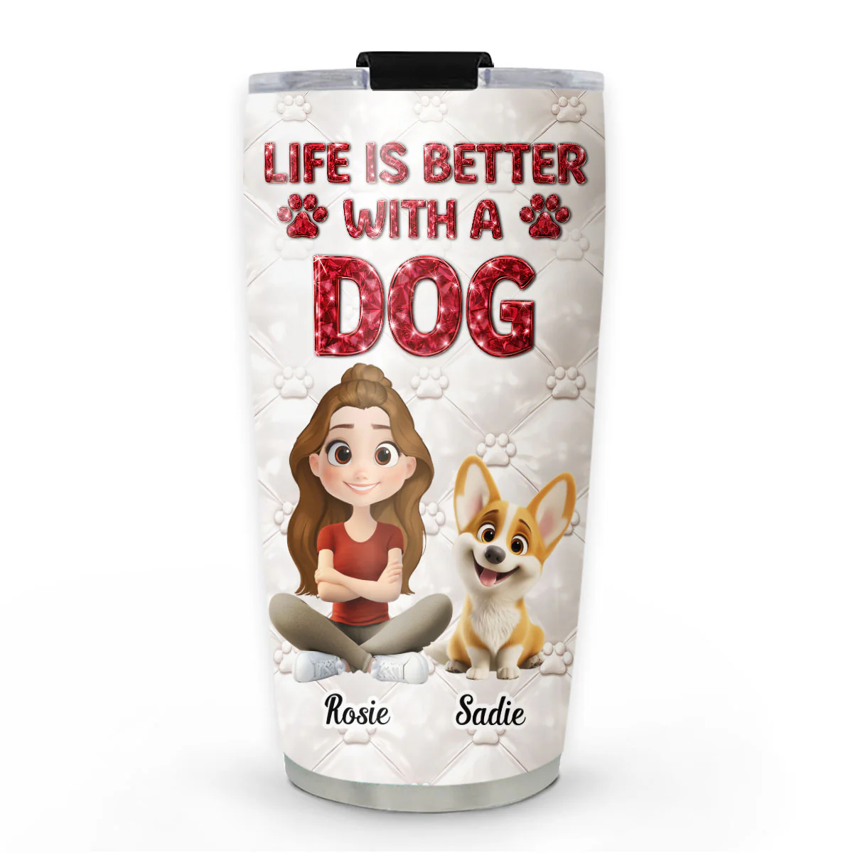 Life Is Better With Dogs - Personalized Custom 3D Effect Tumbler