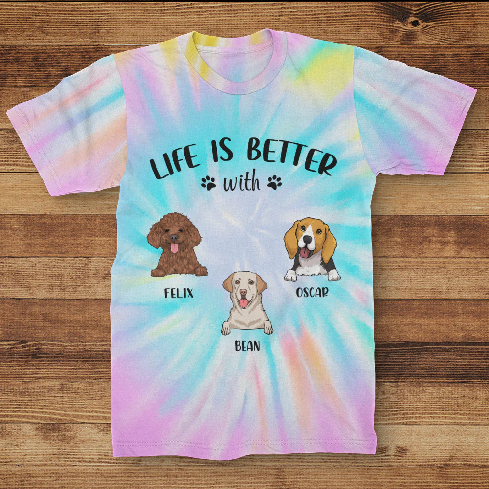 Life Is Better With Dogs - Personalized Custom All-over-print T-shirt - Image 3