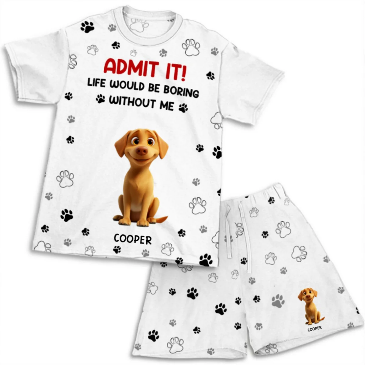 Life Is Better With My Baby Dogs - Personalized Custom Short Pajama Set - Image 5