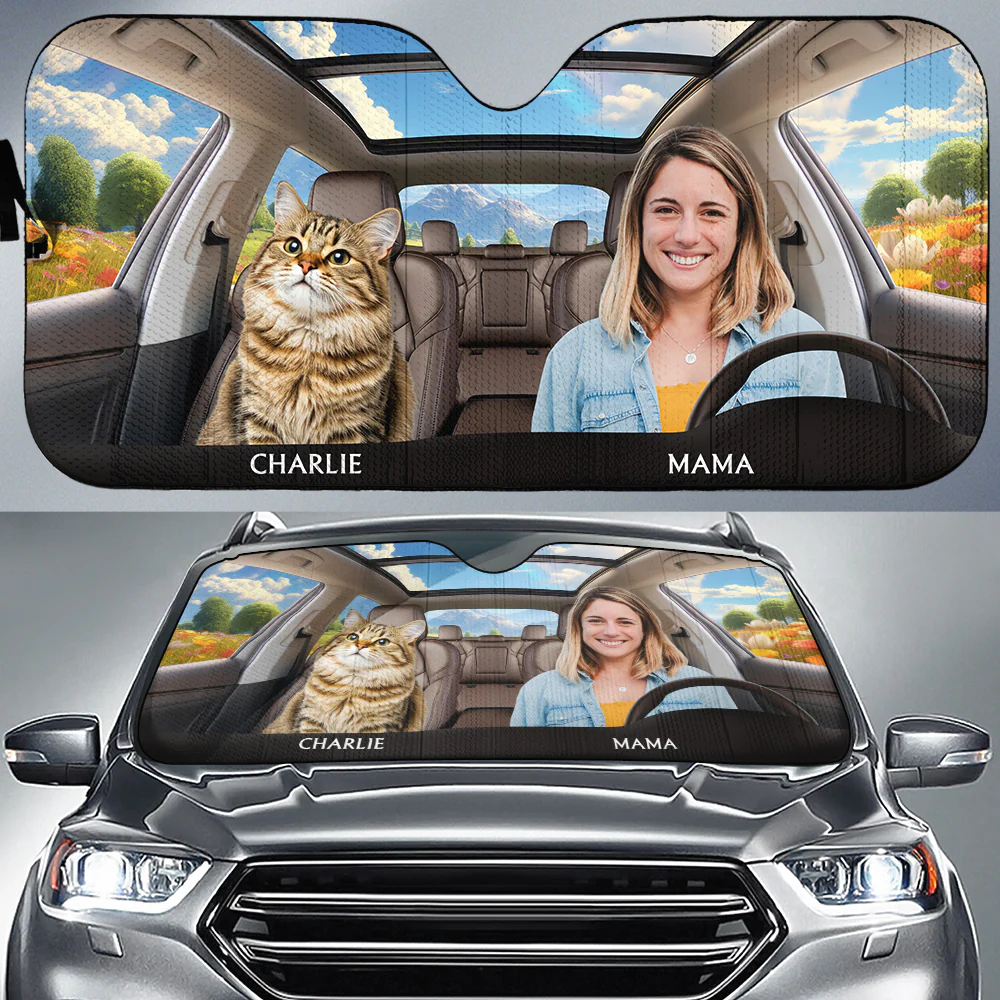 Life Is Better With My Cat Photo - Personalized Custom Car Sunshade - Image 2