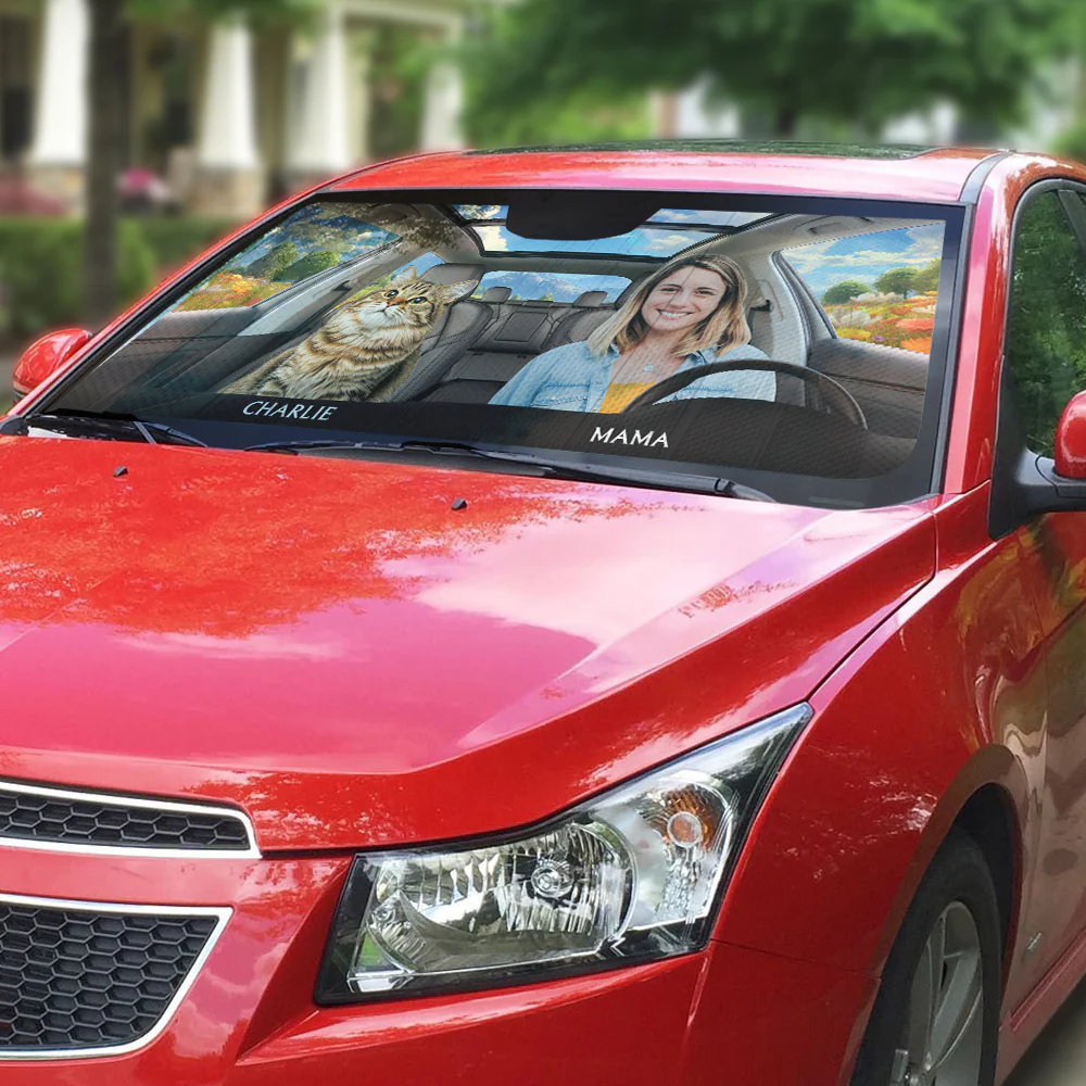 Life Is Better With My Cat Photo - Personalized Custom Car Sunshade - Image 3
