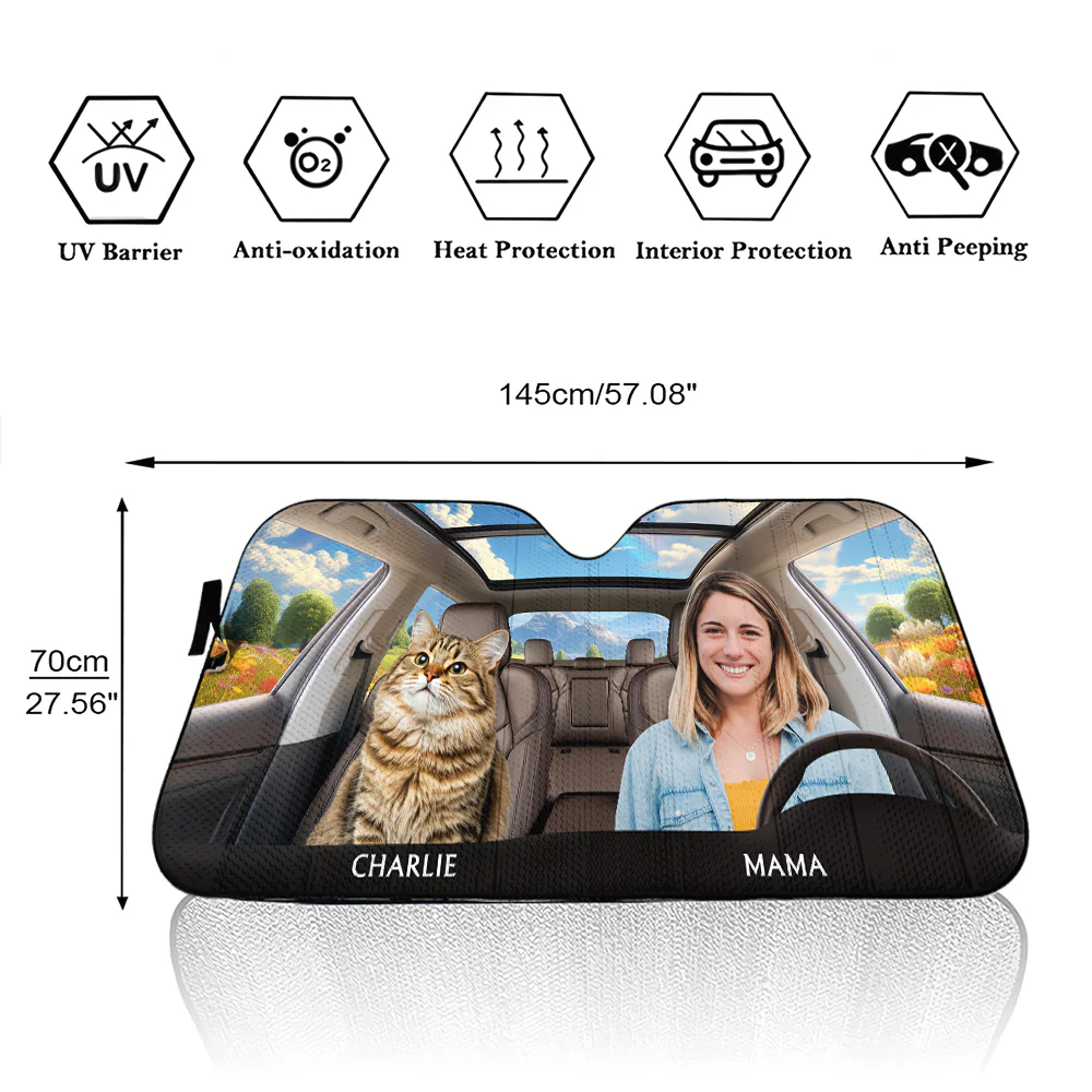 Life Is Better With My Cat Photo - Personalized Custom Car Sunshade - Image 5