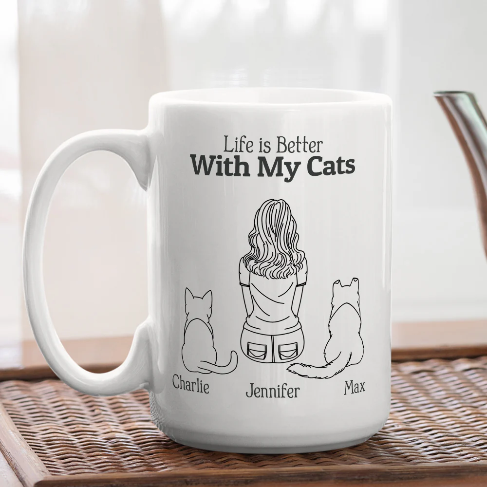Life Is Better With My Cats - Personalized Custom Coffee Mug - Image 2