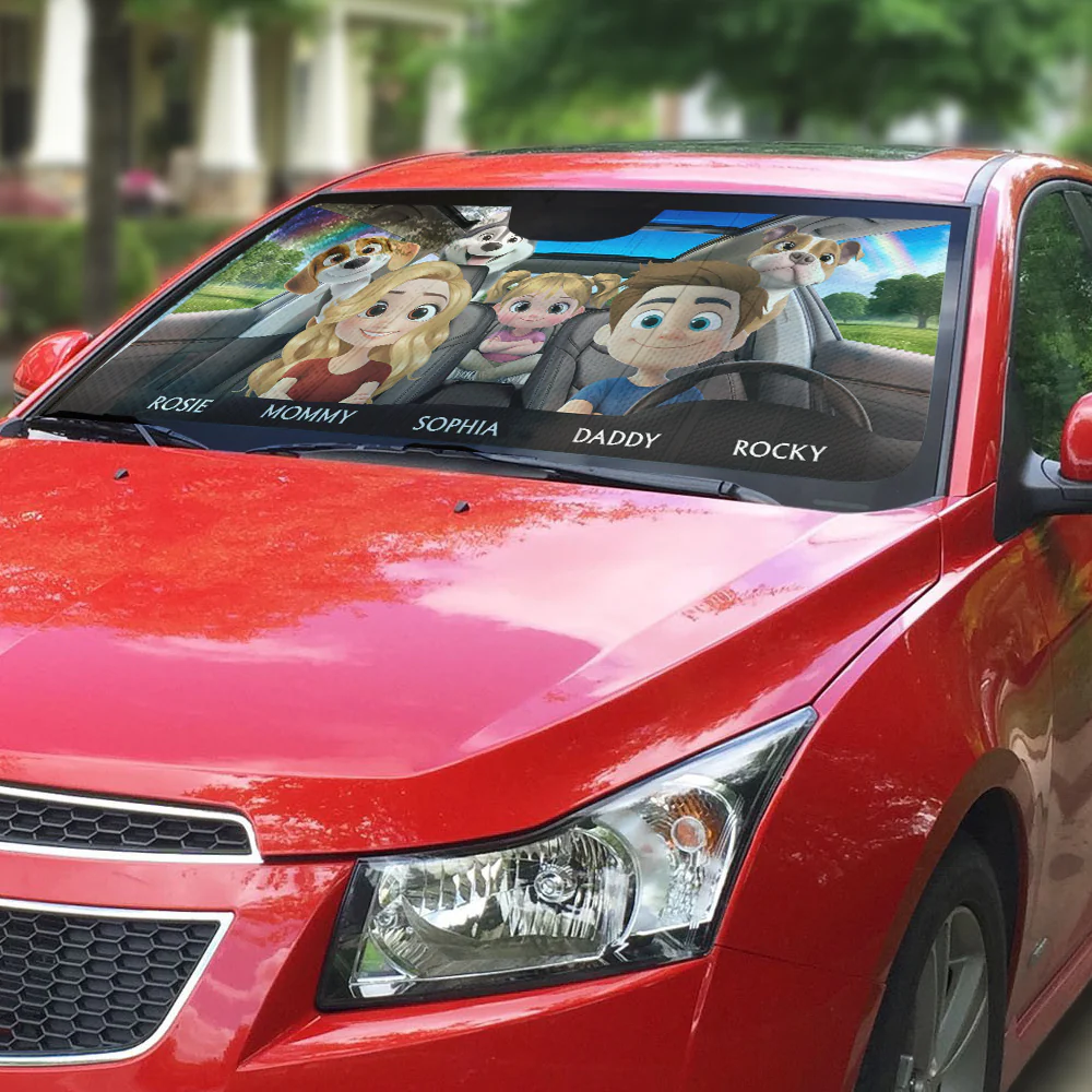 Life Is Better With My Dog Family - Personalized Custom Car Sunshade - Image 4
