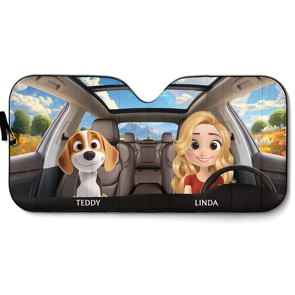 Life Is Better With My Dog - Personalized Car Sunshade - Image 2