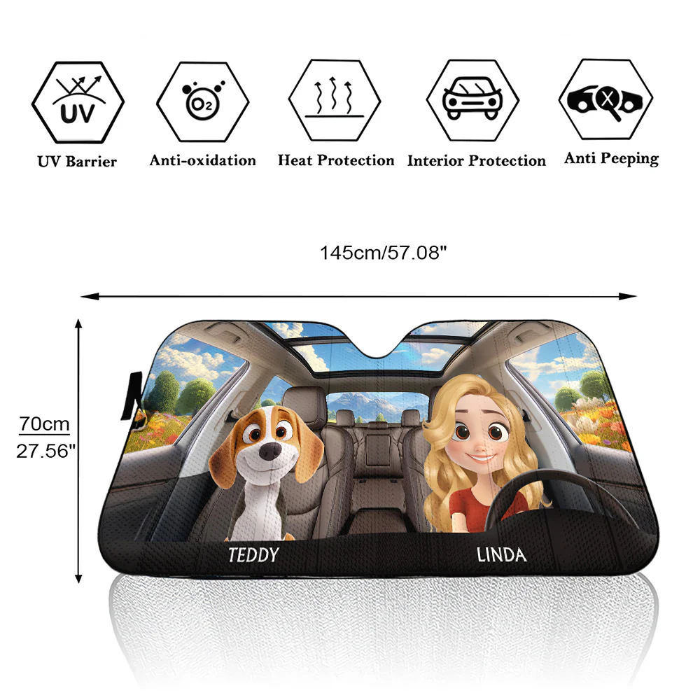 Life Is Better With My Dog - Personalized Car Sunshade - Image 3