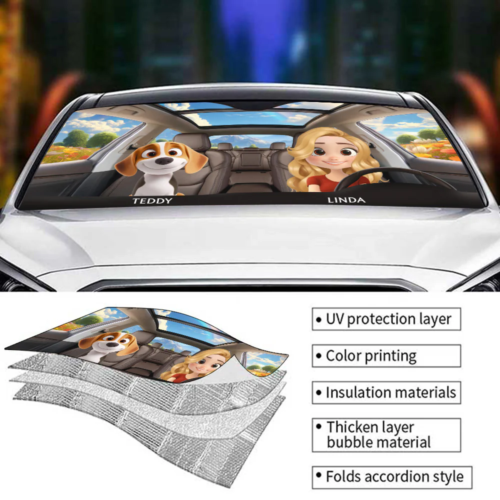 Life Is Better With My Dog - Personalized Car Sunshade - Image 6