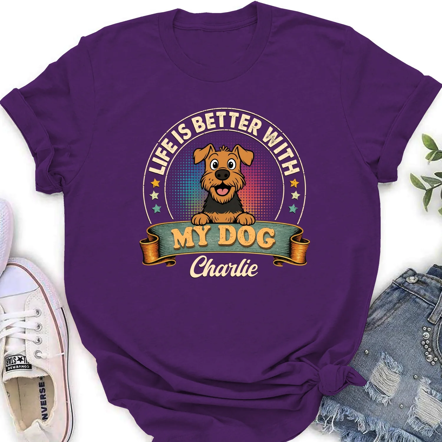 Life Is Better With My Dog - Personalized Custom Women's T-shirt - Image 10