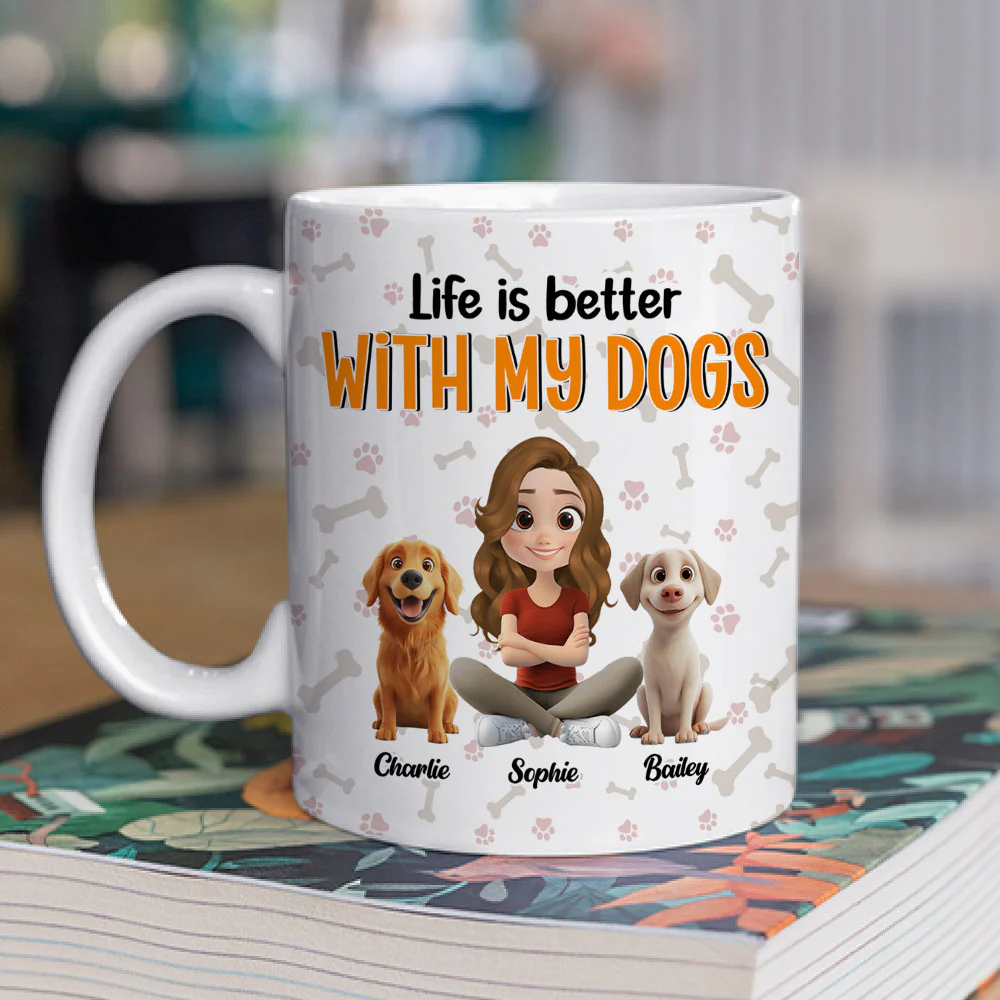 Life Is Better With My Beloved Dogs - Personalized Custom Coffee Mug - Image 2