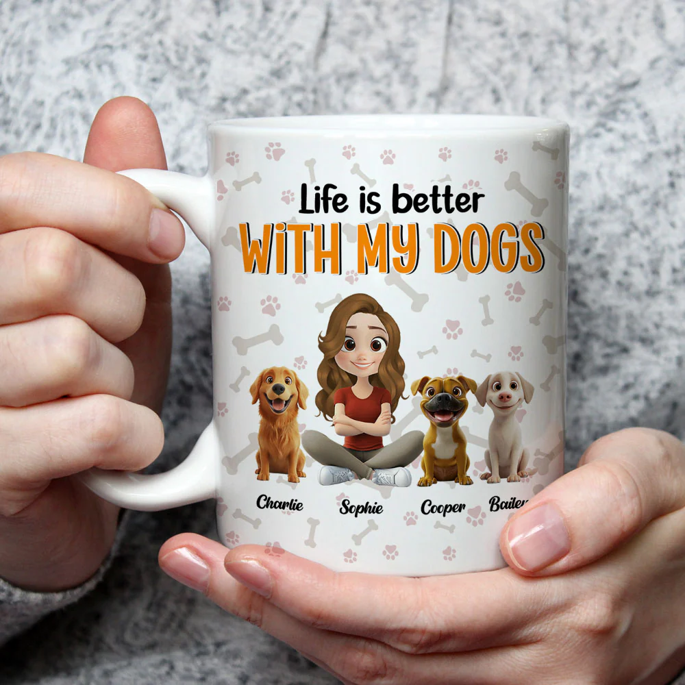 Life Is Better With My Beloved Dogs - Personalized Custom Coffee Mug - Image 3