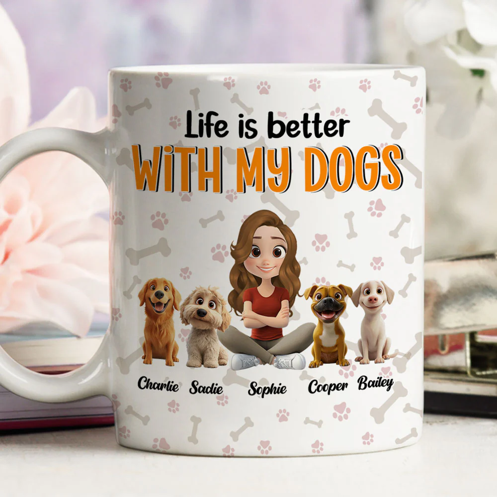Life Is Better With My Beloved Dogs - Personalized Custom Coffee Mug - Image 4