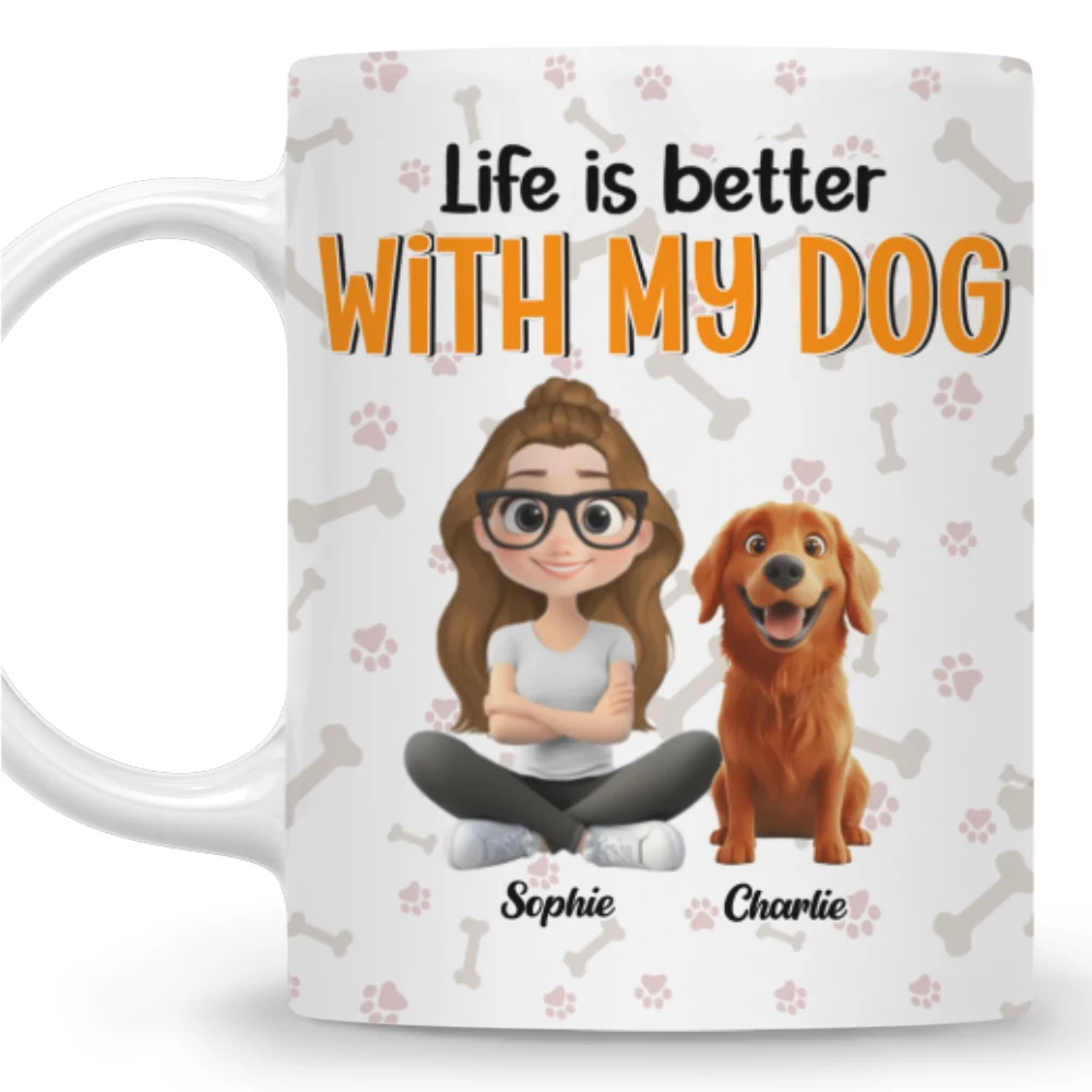 Life Is Better With My Beloved Dogs - Personalized Custom Coffee Mug - Image 6