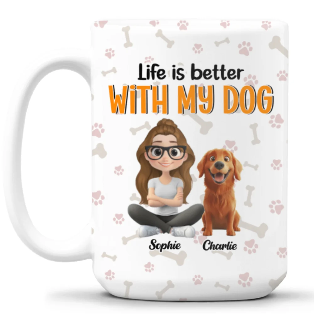 Life Is Better With My Beloved Dogs - Personalized Custom Coffee Mug - Image 7