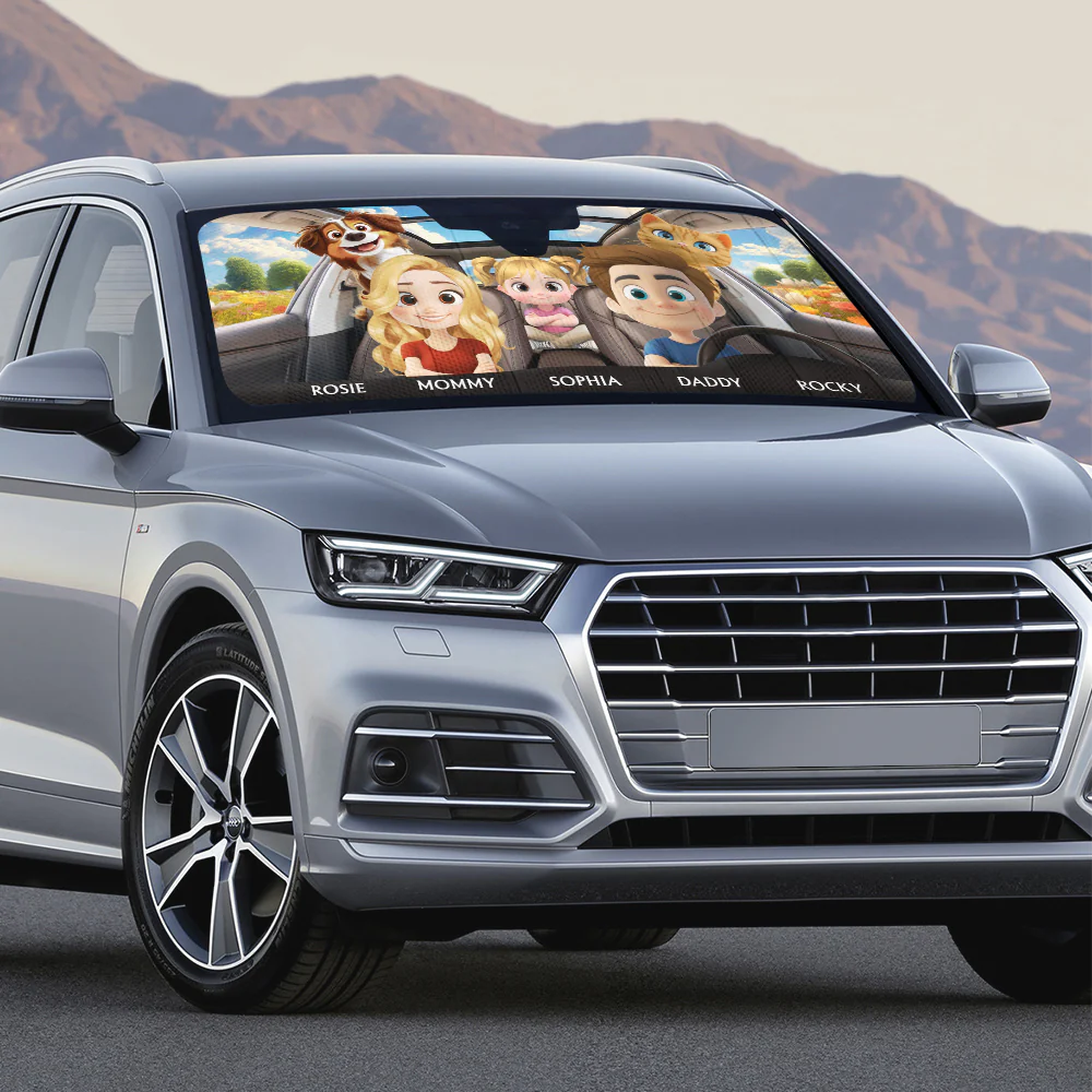 Life Is Better With My Pet Family - Personalized Car Sunshade - Image 4