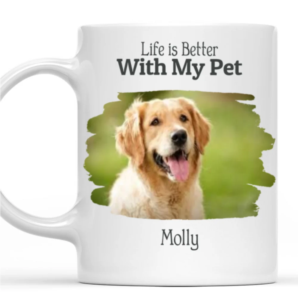 Life Is Better With My Pets Photo - Personalized Custom Coffee Mug - Image 3