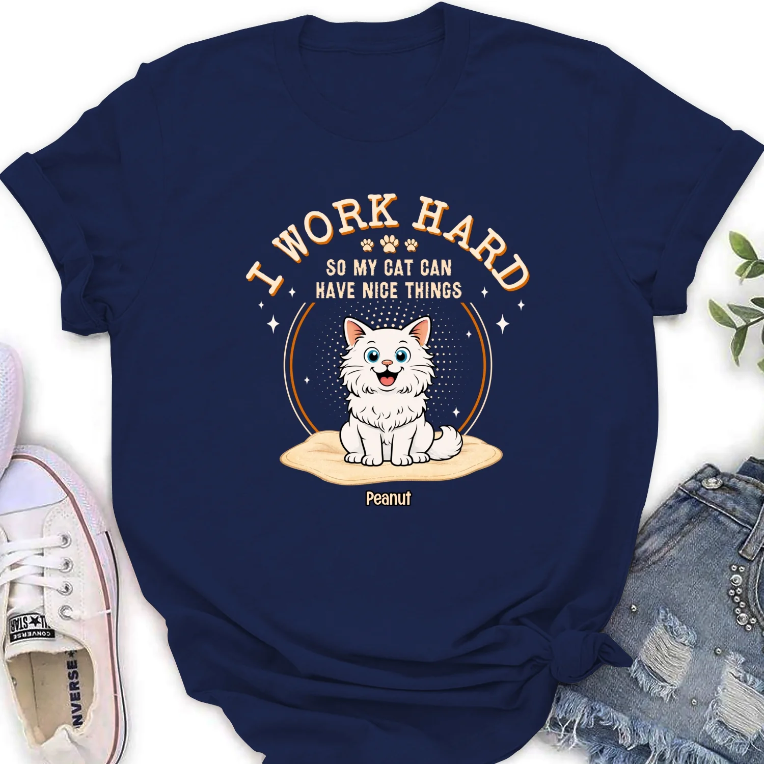 Life is Purr-fect  - Personalized Custom Women's T-Shirt - Image 7