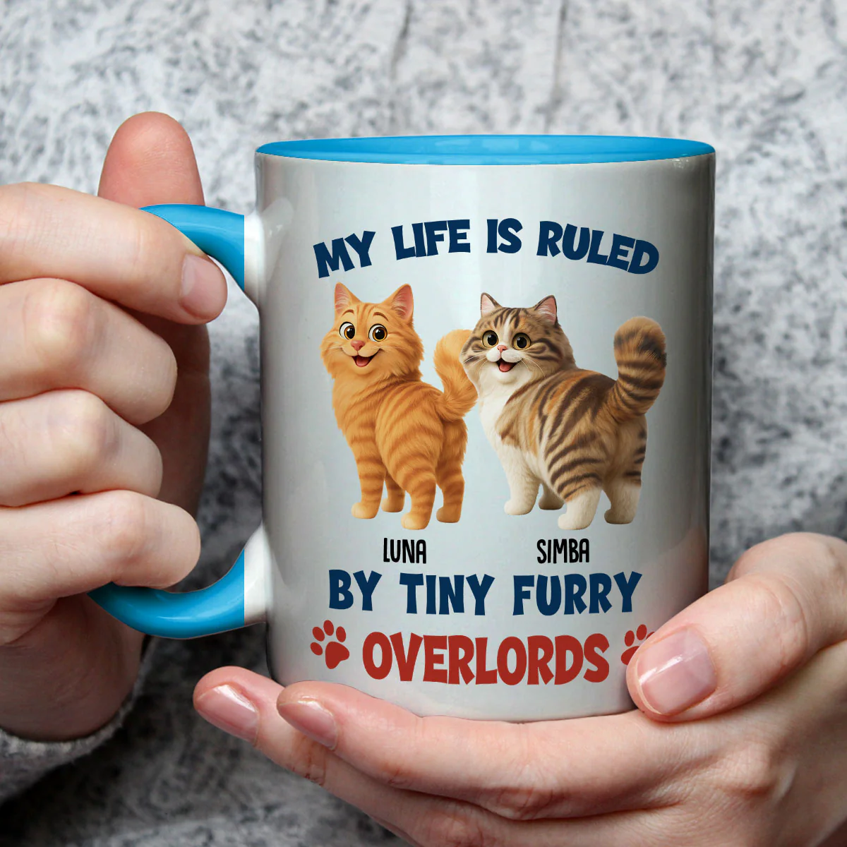 Life Is Ruled By Cat Butt - Personalized Custom Accent Mug - Image 2