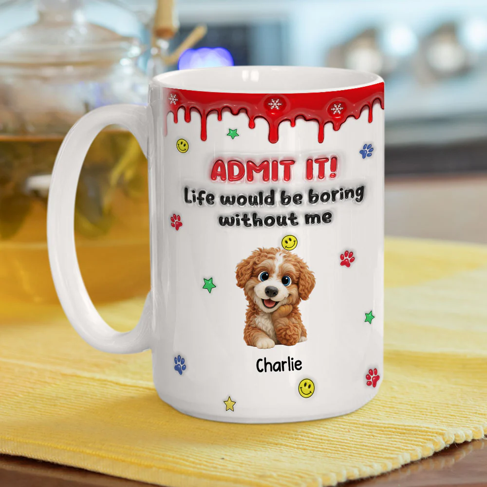 Life Must Have Us Christmas New Dog - Personalized Custom 3D Inflated Effect Mug - Image 5