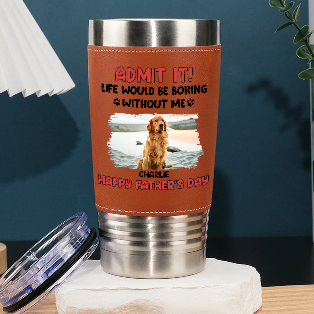 Life Without Me Is Boring Photo - Personalized Custom Leather Tumbler