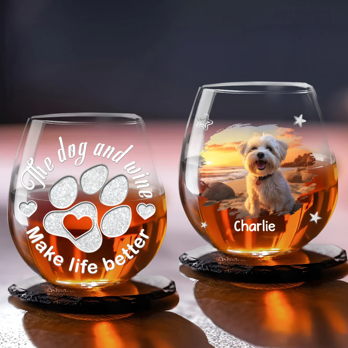Life Would Be Better Photo - Personalized Custom Wine Glass - Image 3