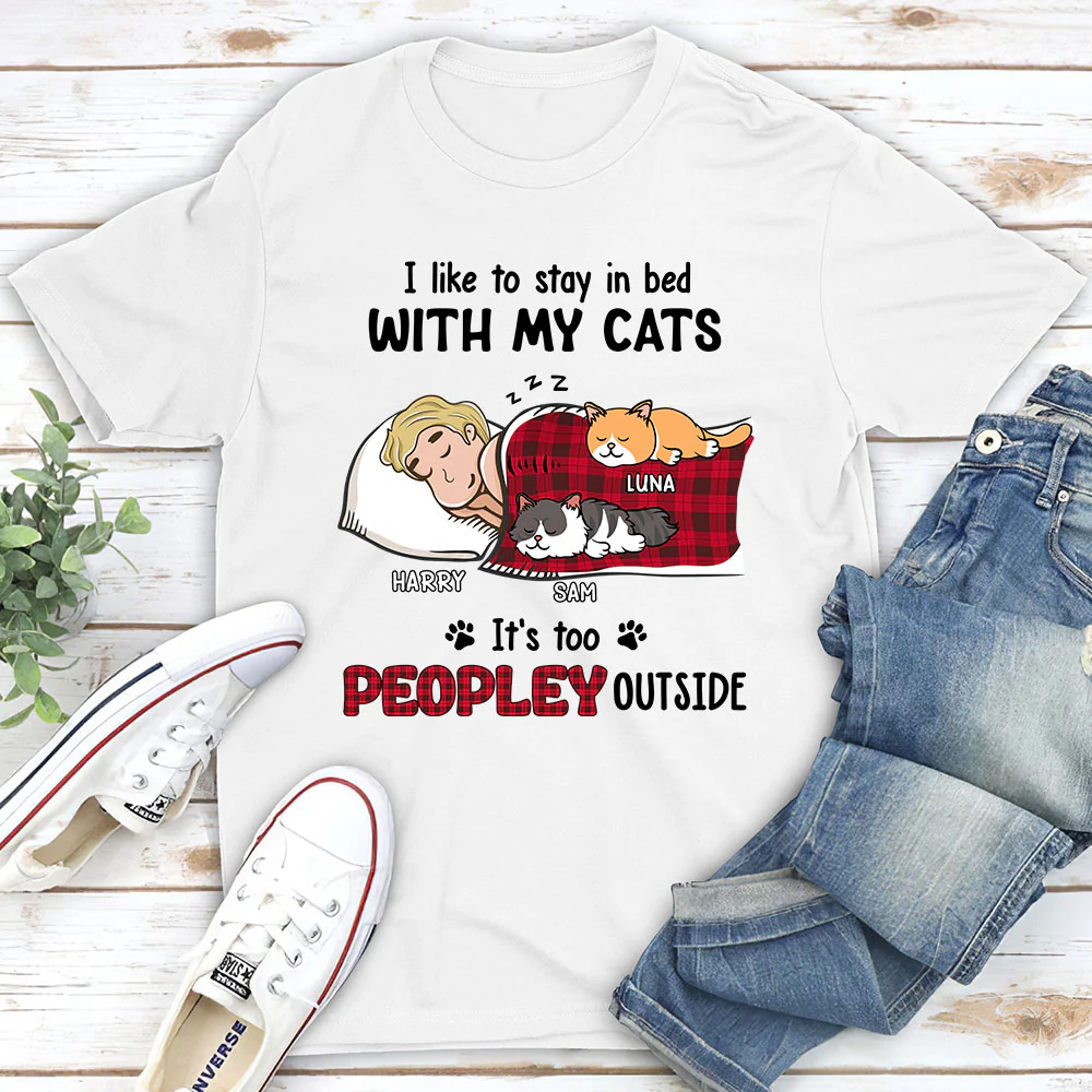 Like To Stay In Bed Cat - Personalized Custom Unisex T-shirt - Image 5
