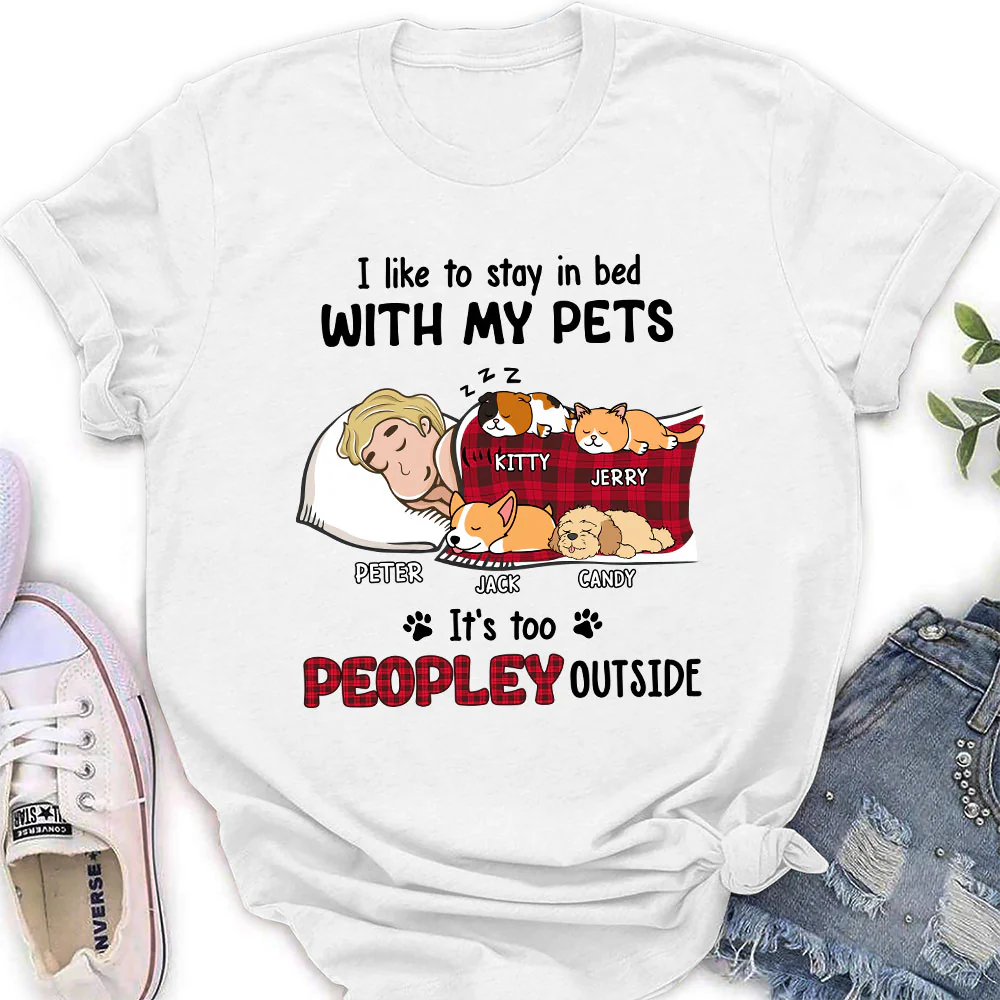 Like To Stay In Bed Pet - Personalized Custom Women's T-shirt - Image 3