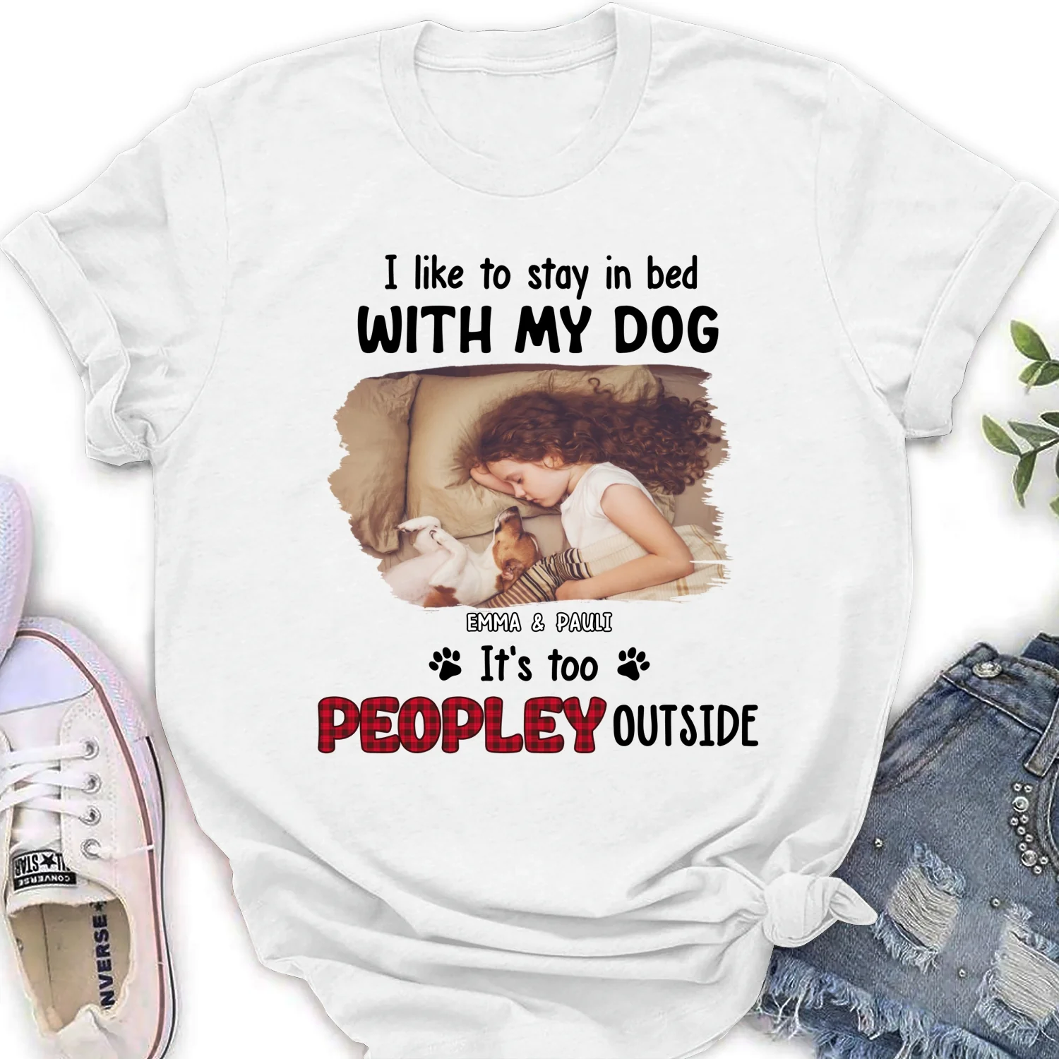 Like To Stay In Bed Photo - Personalized Custom Women's T-shirt - Image 2