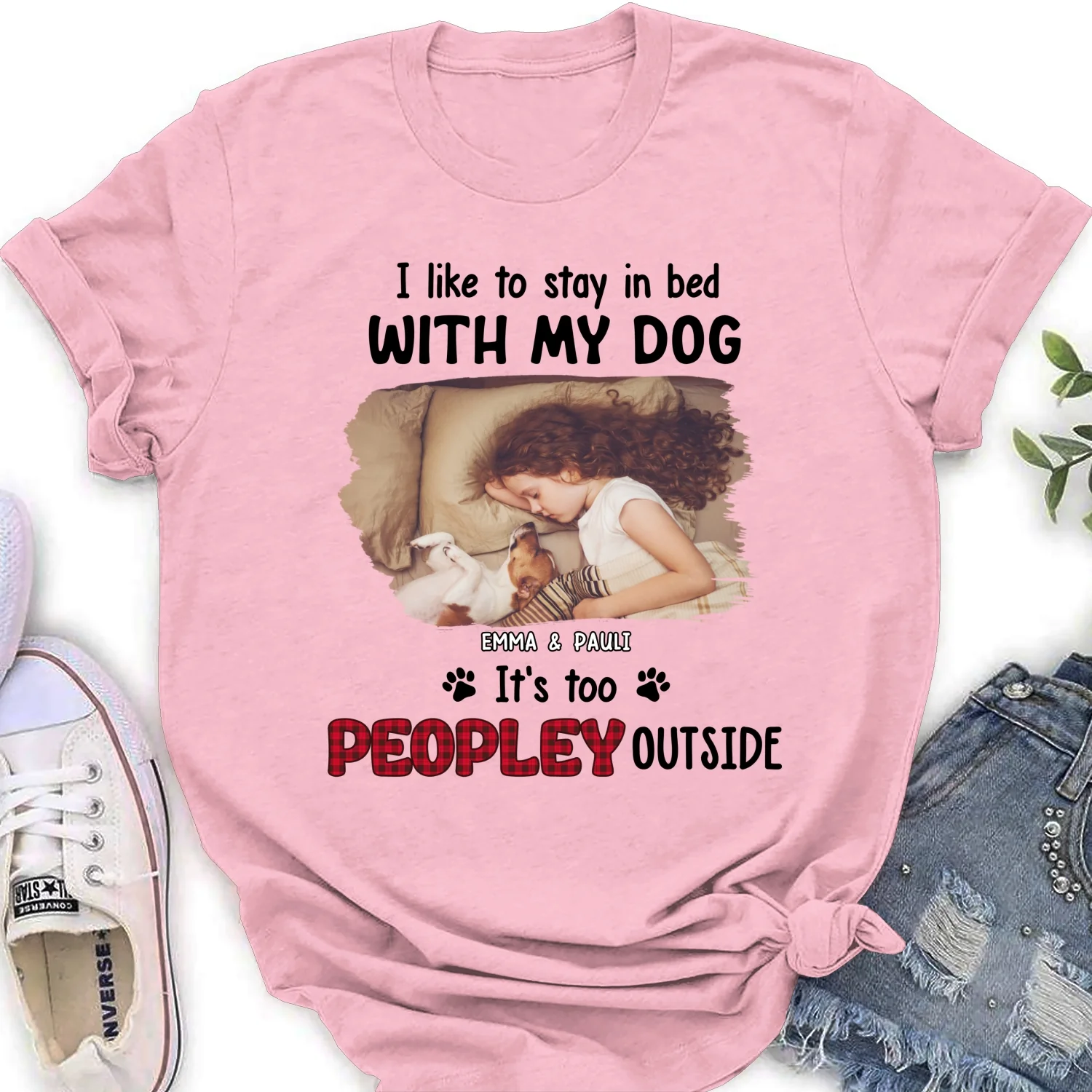 Like To Stay In Bed Photo - Personalized Custom Women's T-shirt - Image 4