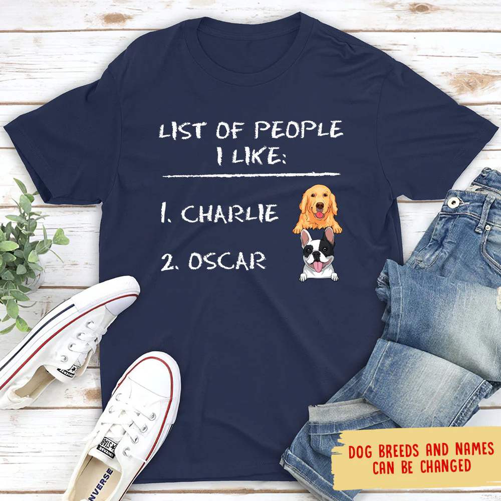 List Of People I Like - Personalized Custom Unisex T-shirt - Image 2