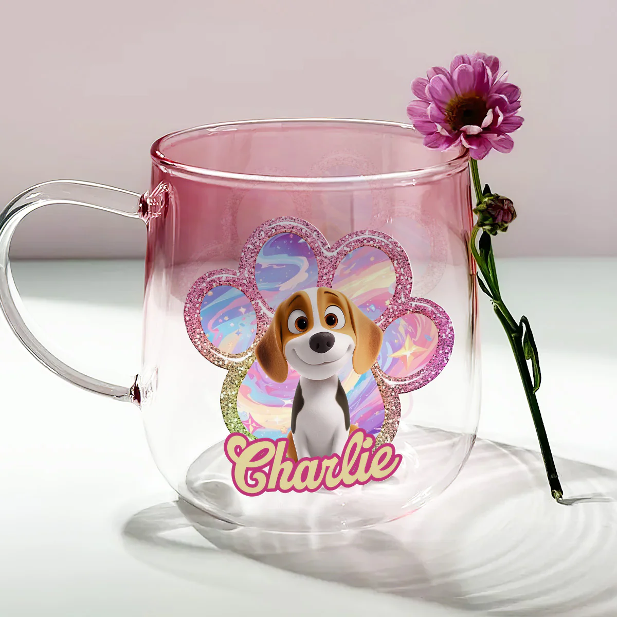 Literally Your Baby - Personalized Custom Pink Gradient Glass Mug - Image 2