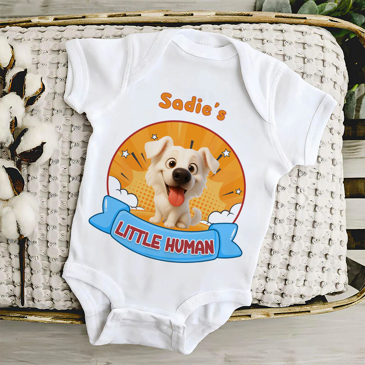Little Human Of Dogs - Personalized Custom Baby Onesie - Image 3