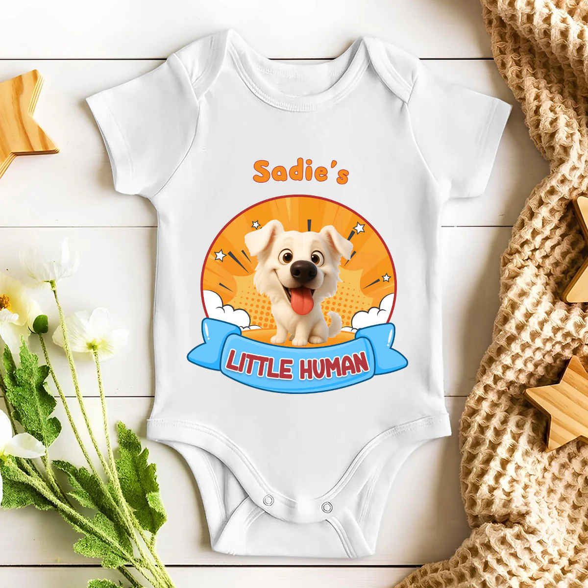 Little Human Of Dogs - Personalized Custom Baby Onesie - Image 5