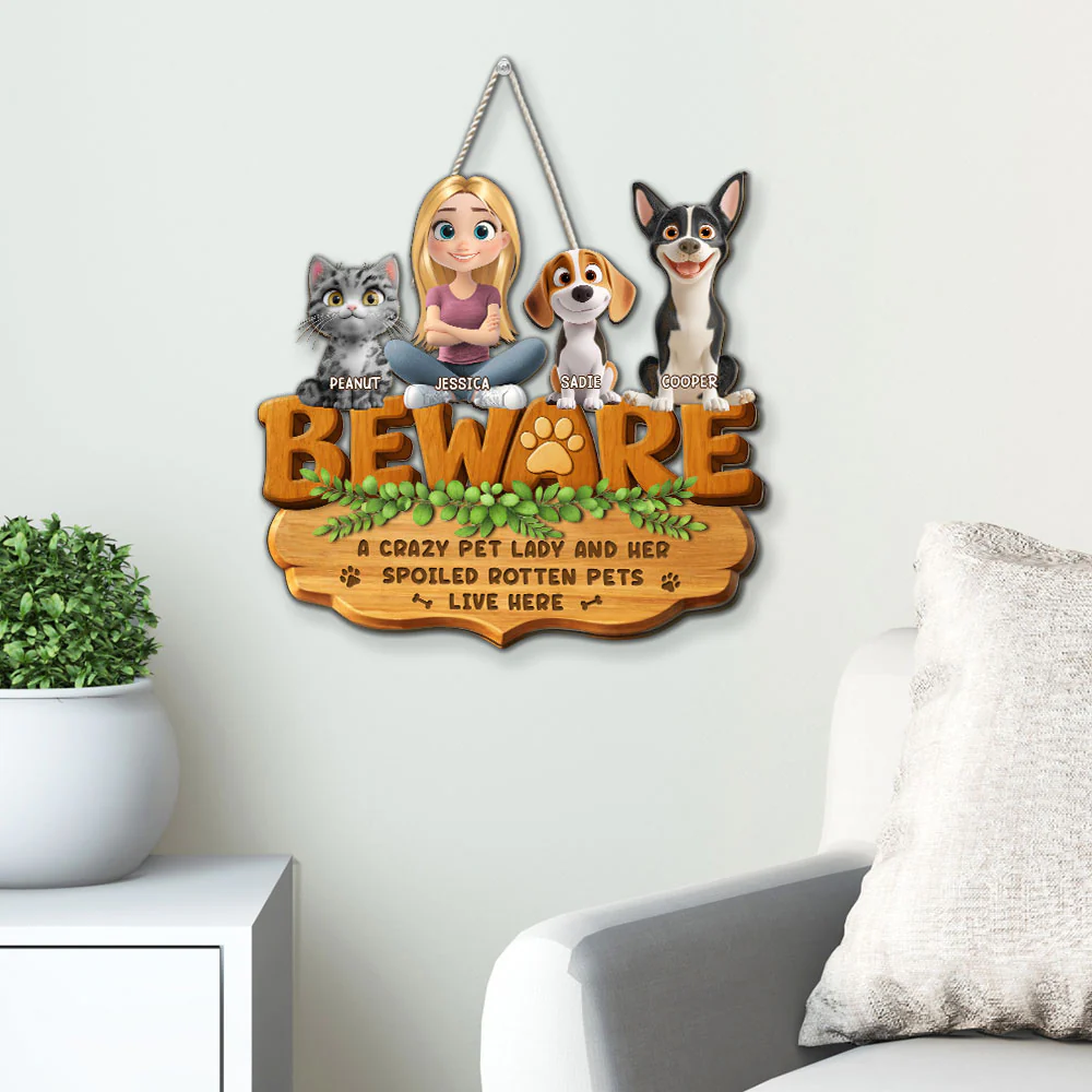 Live Here Pet Version - Personalized Custom 3D Effect Wood Sign - Image 3
