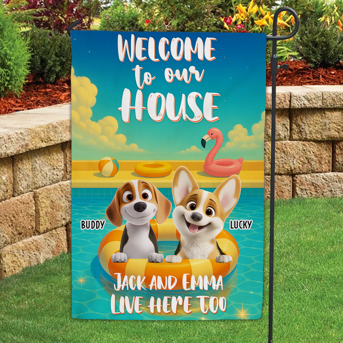 Live Here Too Summer - Personalized Custom Flag