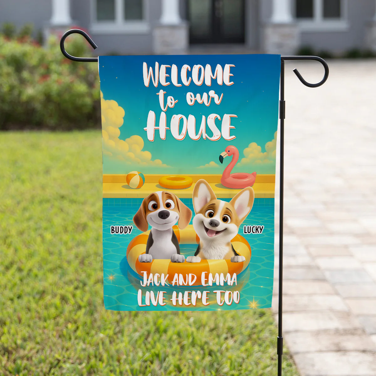 Live Here Too Summer - Personalized Custom Flag - Image 4