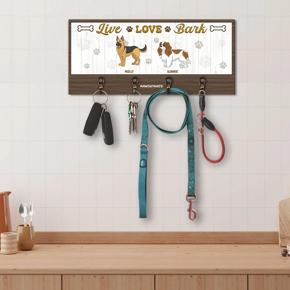 Live Love Bark - Personalized Custom Wooden Key Holder - Image 2