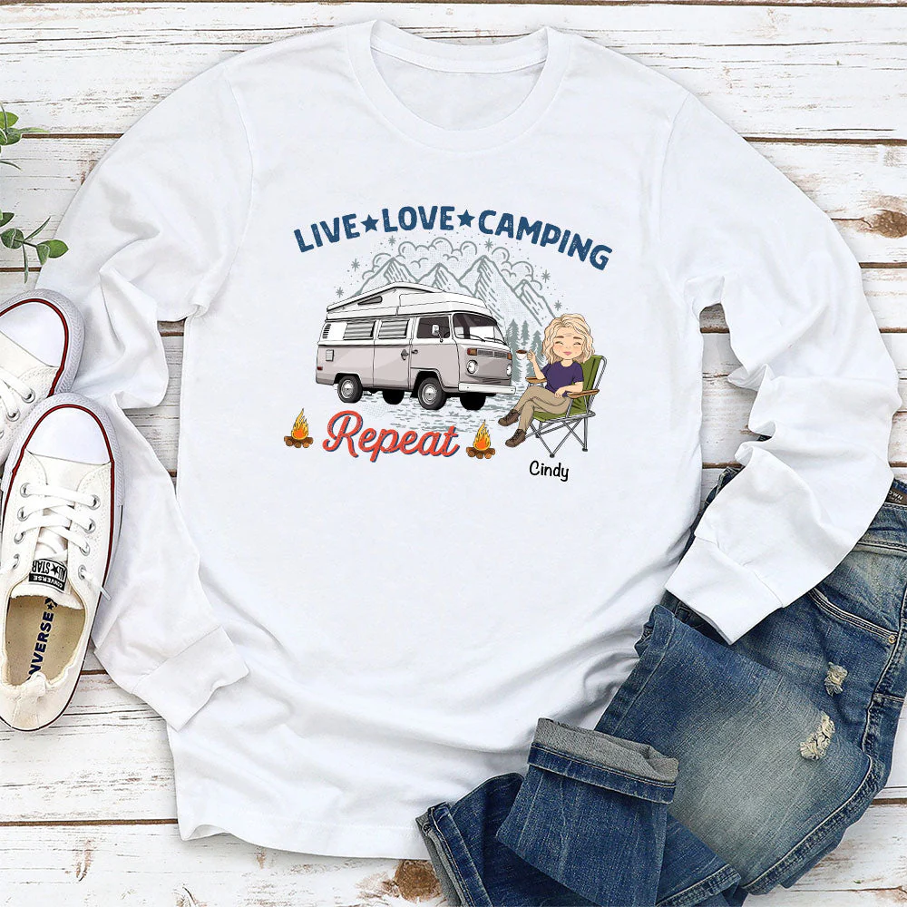 Live Love Camping - Personalized Custom Long Sleeve T-shirt - Image 3