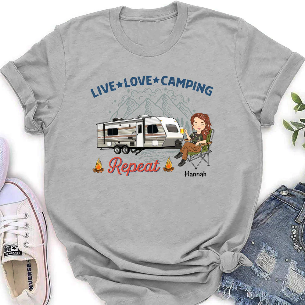 Live Love Camping - Personalized Custom Women's T-shirt - Image 2