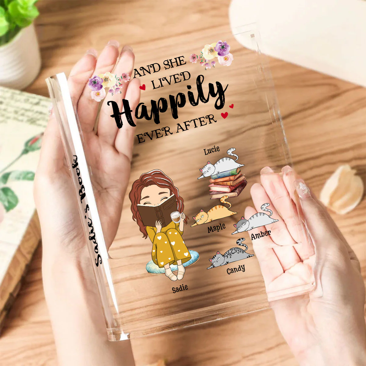 Lived Happily - Personalized Custom Acrylic Book Vase - Image 3