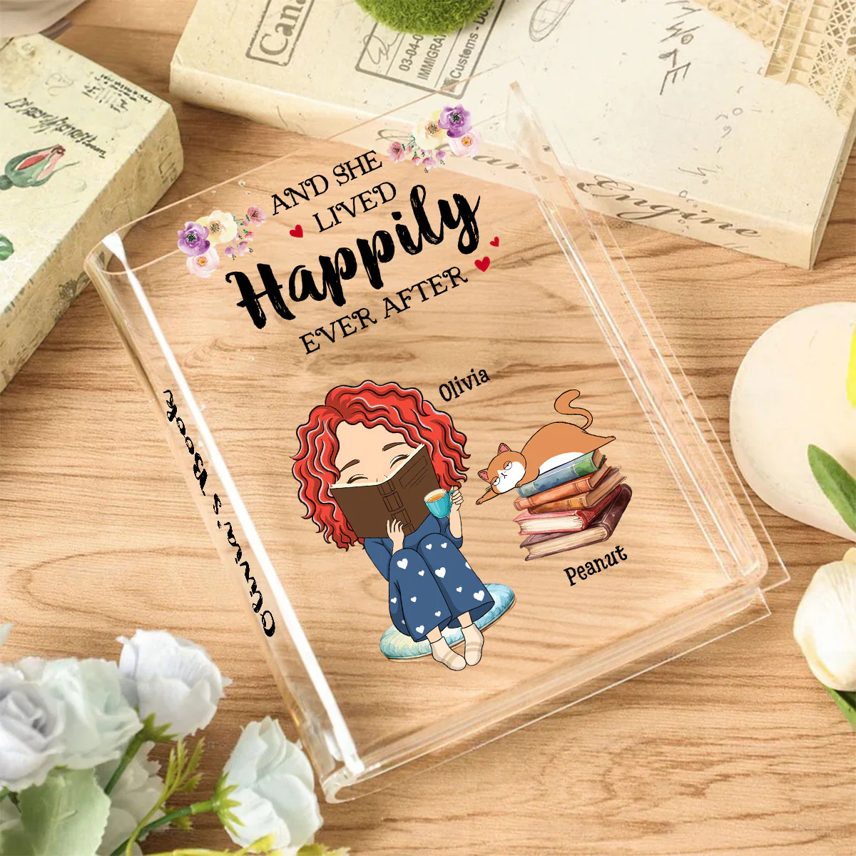 Lived Happily - Personalized Custom Acrylic Book Vase - Image 5