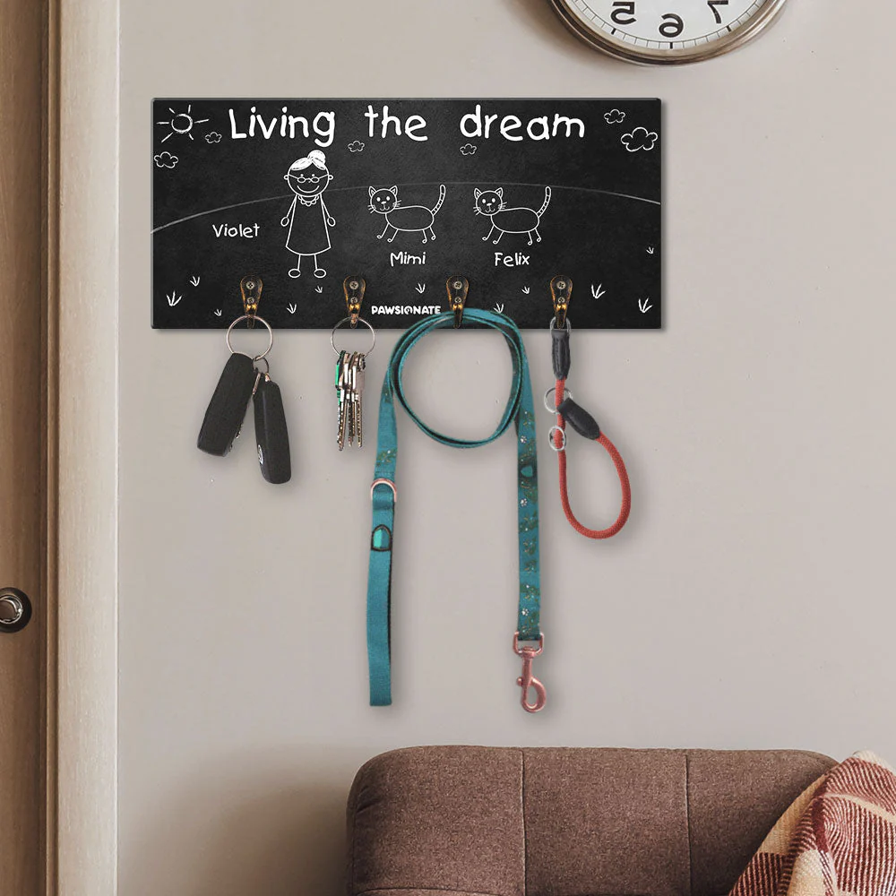 Living The Dream - Personalized Custom Wooden Key Holder - Image 2