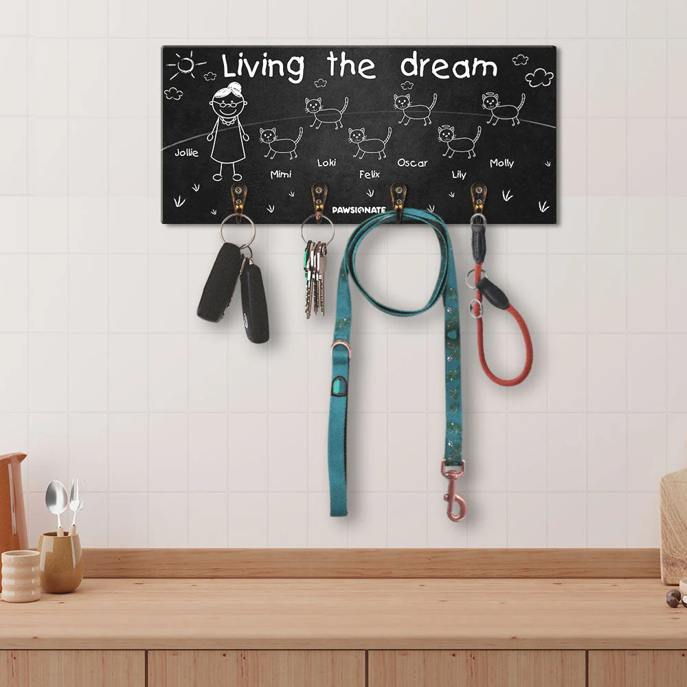 Living The Dream - Personalized Custom Wooden Key Holder - Image 3