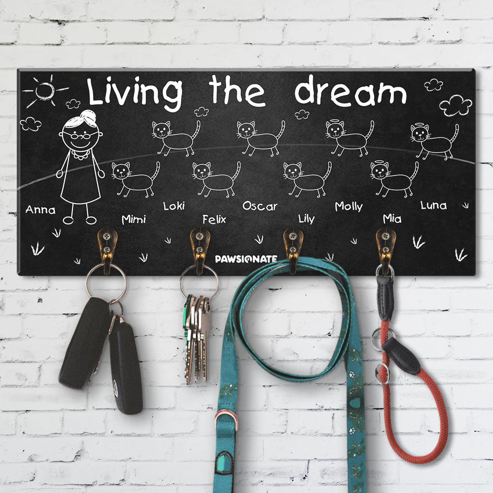 Living The Dream - Personalized Custom Wooden Key Holder - Image 4